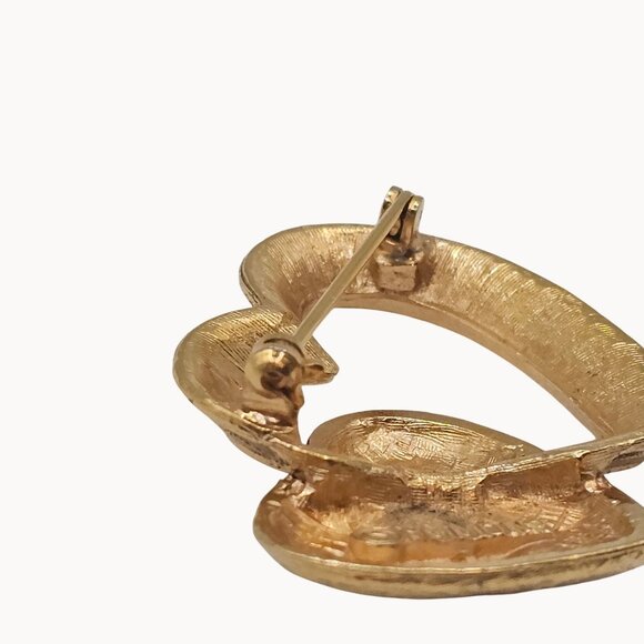 EMMONS Brooch VTG Gold Tone Heart Love Romance Retro Womens Gift Fashion Jewelry - Picture 3 of 12